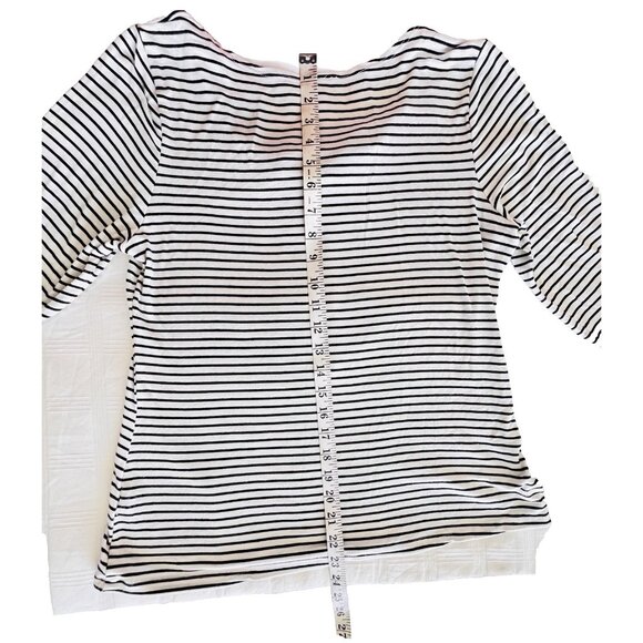 Vintage Size XL Women's Striped Top Big Bow Black White Stretch Made in USA - Picture 6 of 11